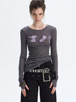 Puppy Print Layered Knit Top