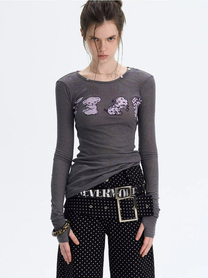 Puppy Print Layered Knit Top