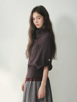 Cable Knit Turtleneck Cape Sweater