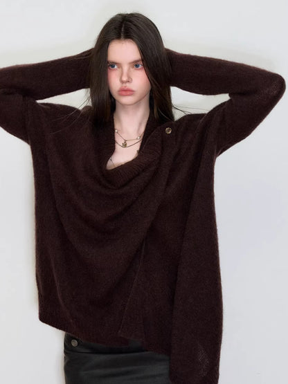 Draped Shawl Knit Sweater