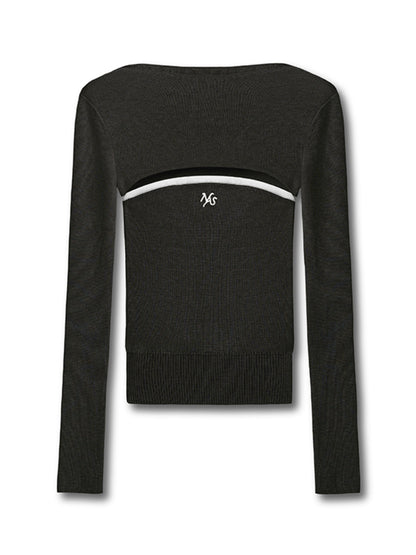 Wool Real Two-piece Layered Waist-cinching Top