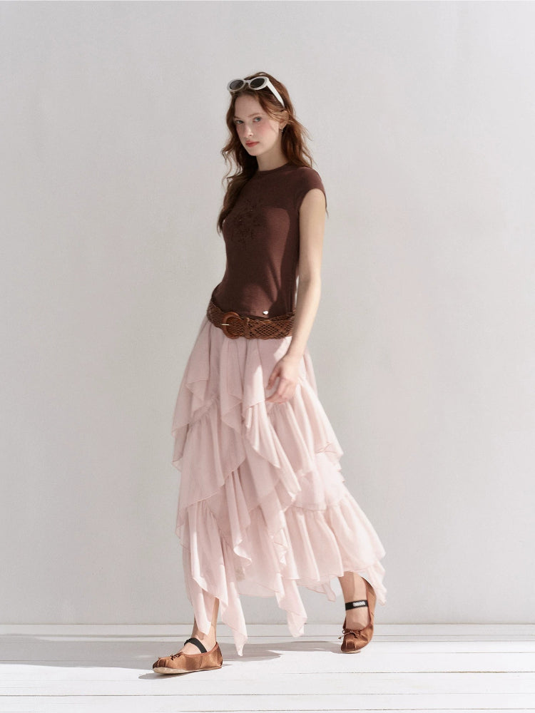 Ruffle Layer Chiffon Skirt