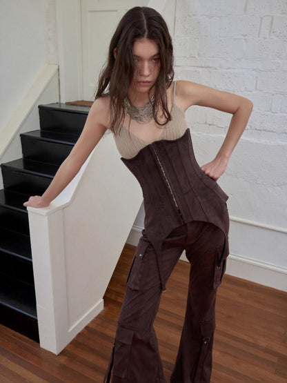 Suede Garter Corset Belt