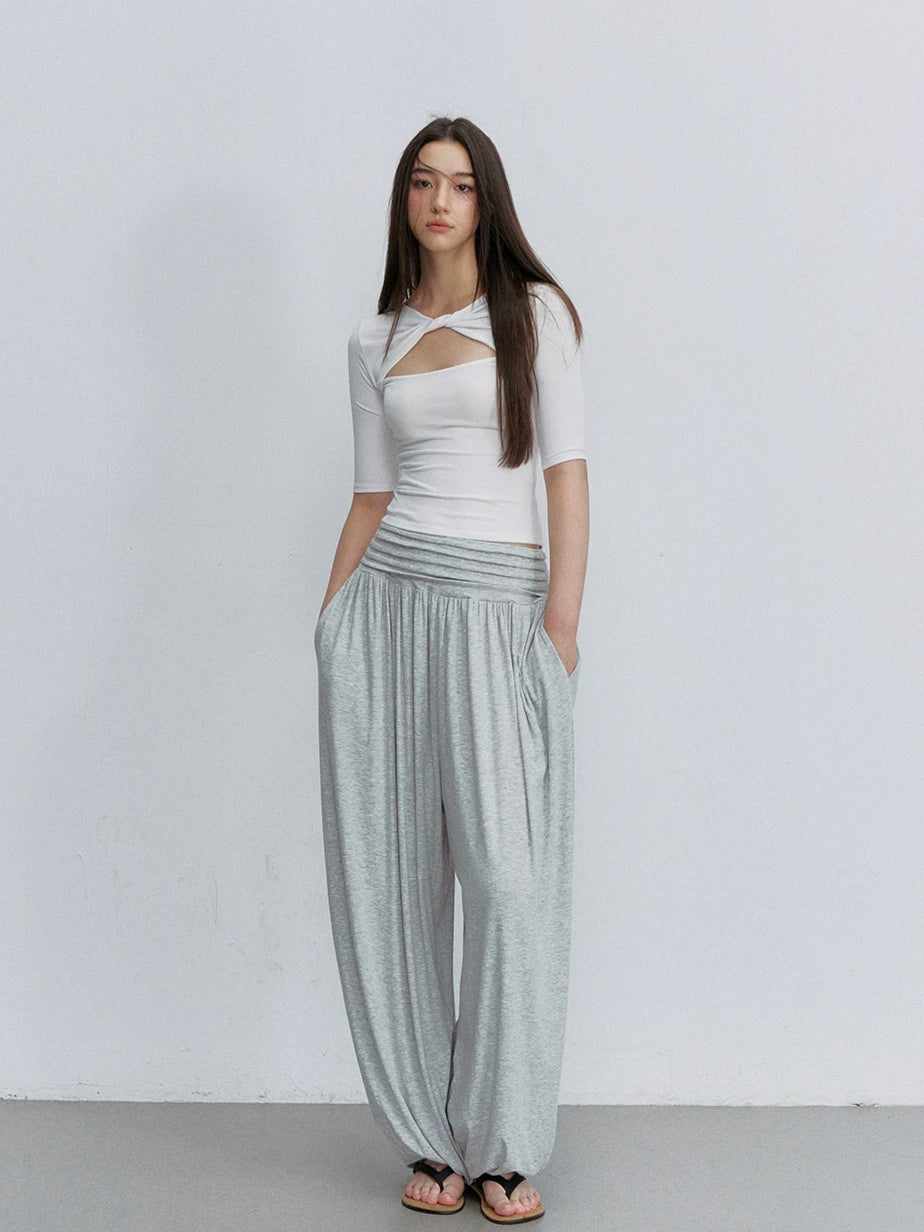 Brown &amp; Gray Pleated Jogger Pants