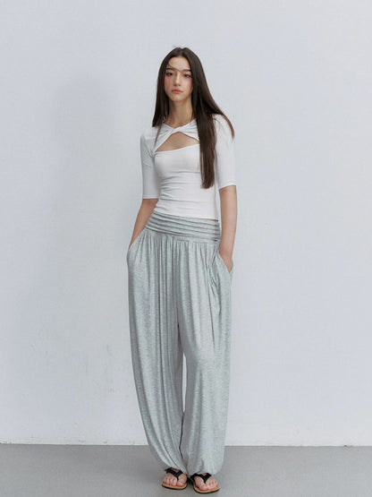 Brown &amp; Gray Pleated Jogger Pants