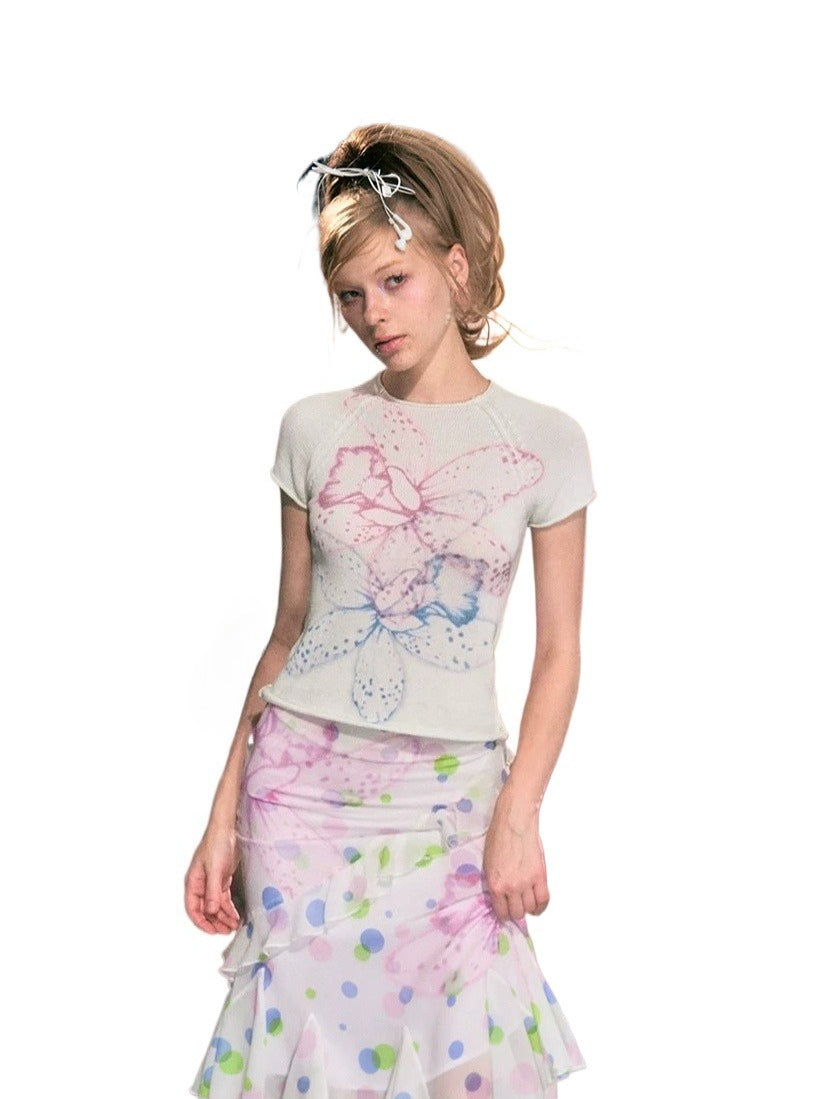 Floral Gradient Knit Tee