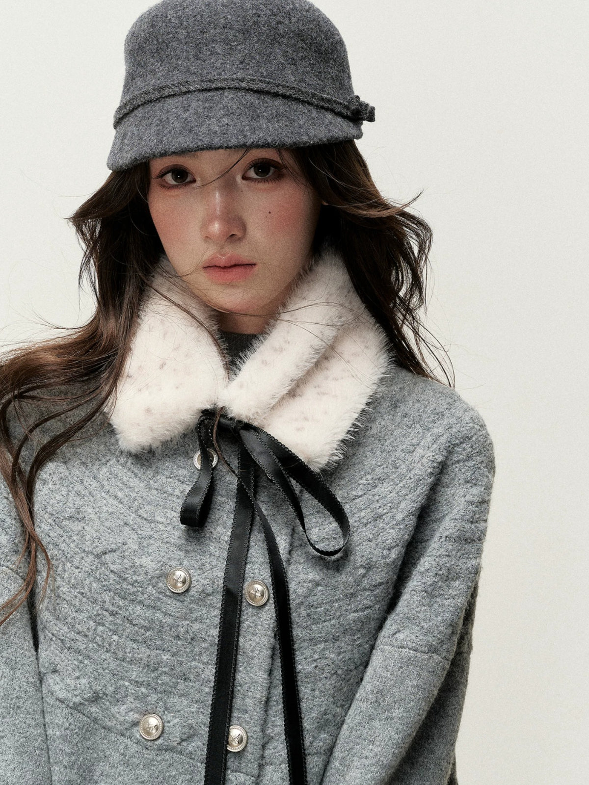 Vintage Bow Faux Fur Collar