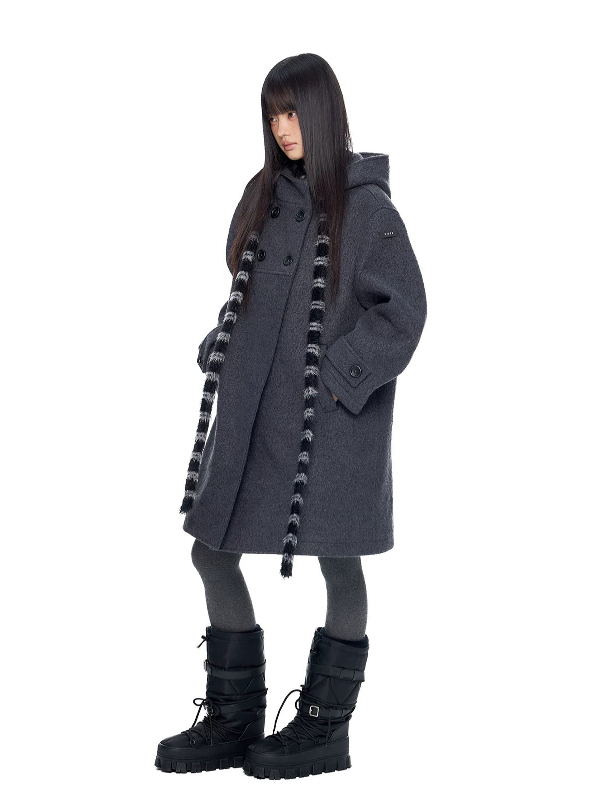 Hooded Vintage Wool Blend Coat