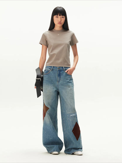 Embroidered Badge Cropped T-Shirt