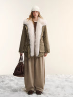 Detachable Fur Collar Padded Parka