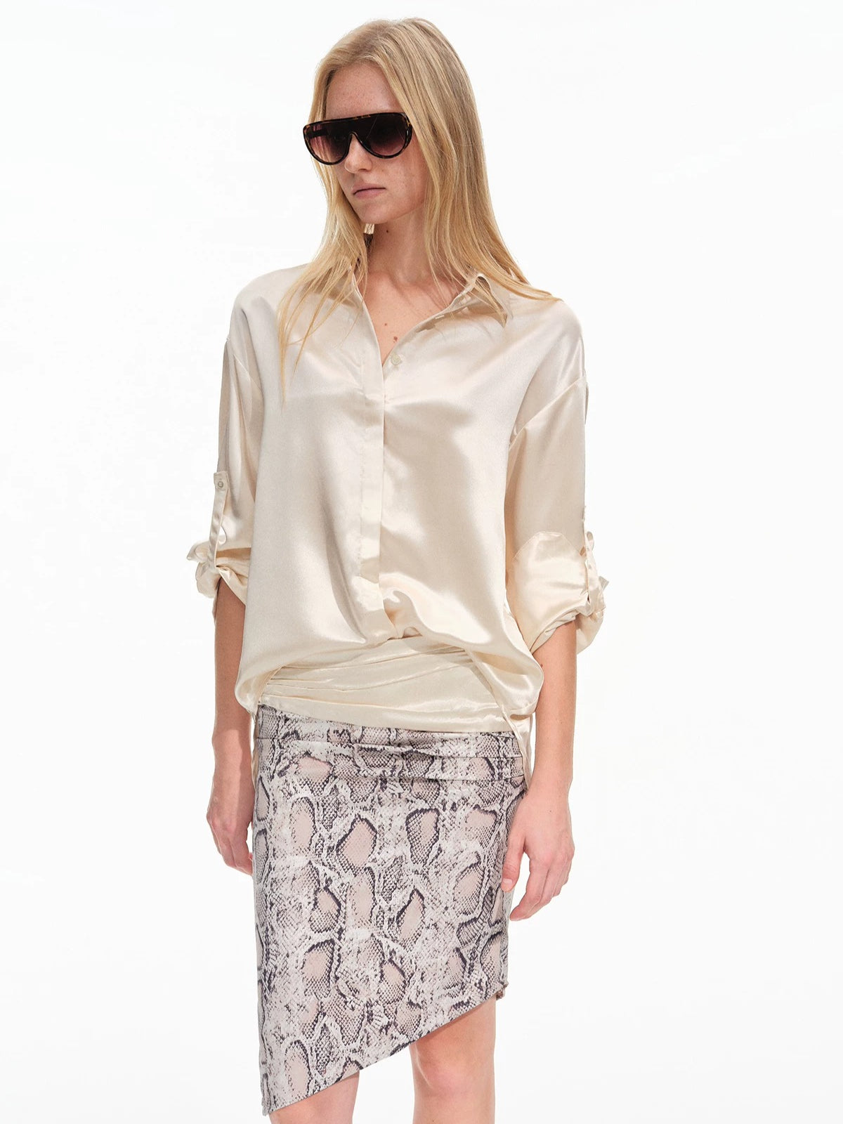 Snake Print Asymmetric Pencil Skirt