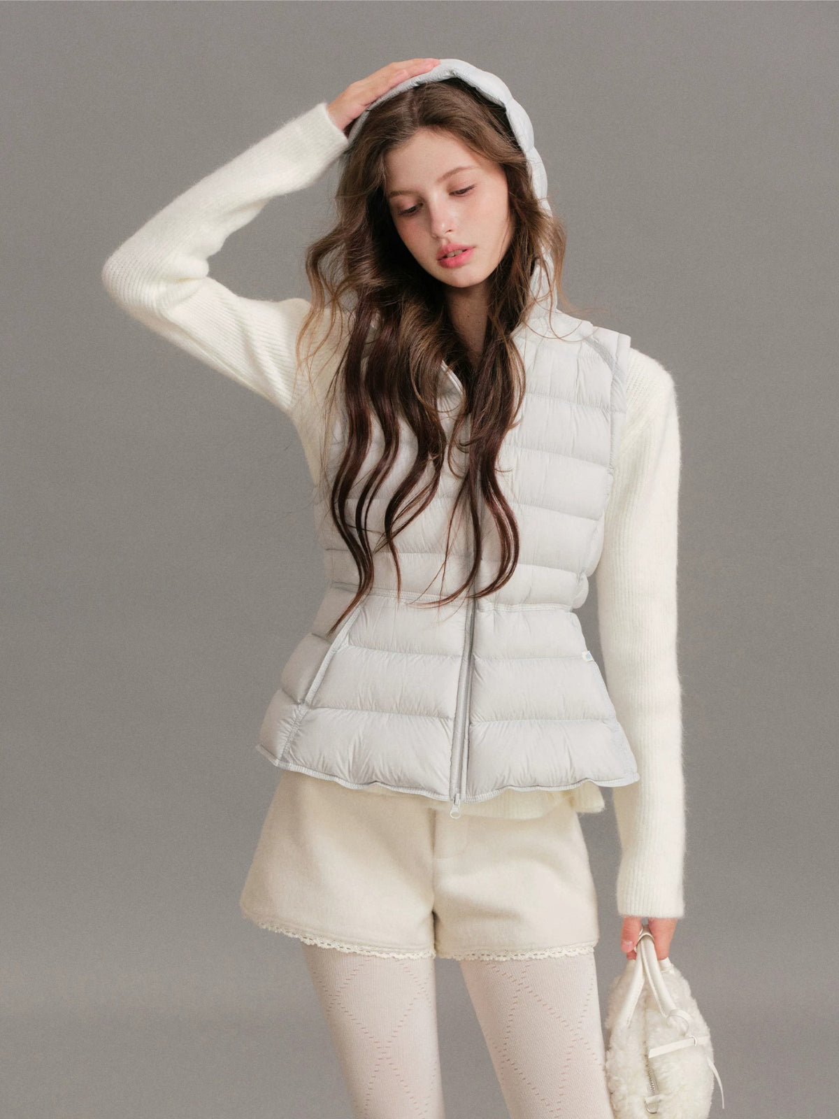 Drawstring Waist Hooded Down Vest