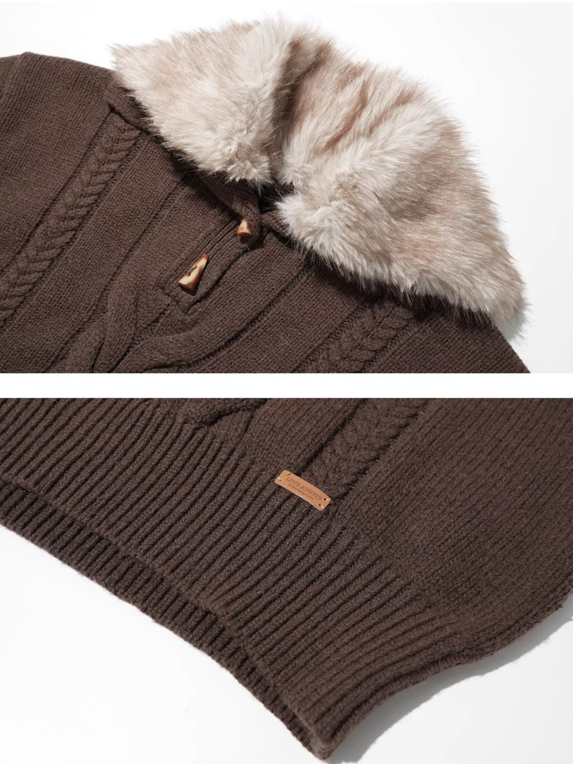 Detachable Collar Cable Knit Sweater