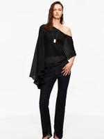 Asymmetric Chiffon Cape Top