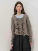 Ruffle Trim Vintage Knit Sweater