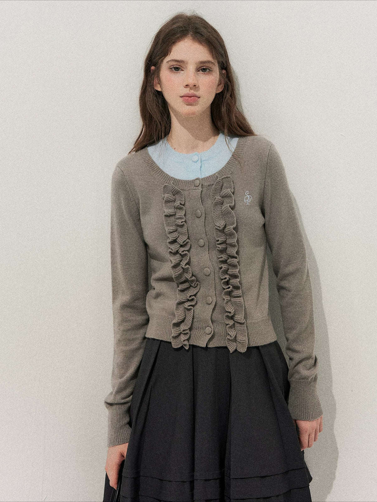 Ruffle Trim Vintage Knit Sweater
