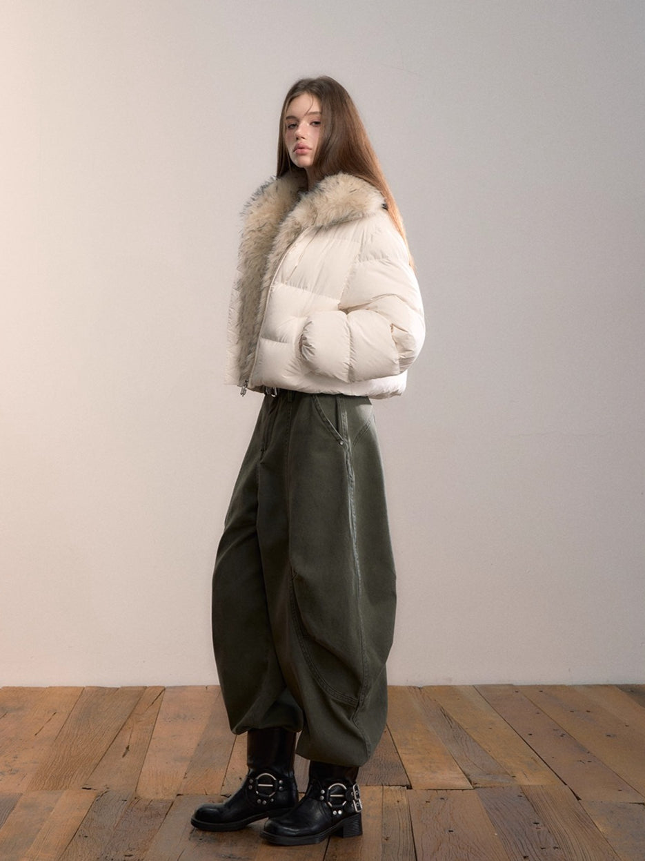 Army Green Wide-Leg Pants