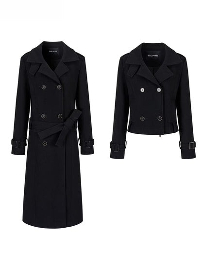 Detachable Long &amp; Short Length Thickened Wool Coat