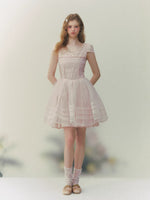 Pink Square Neck Puff Dress