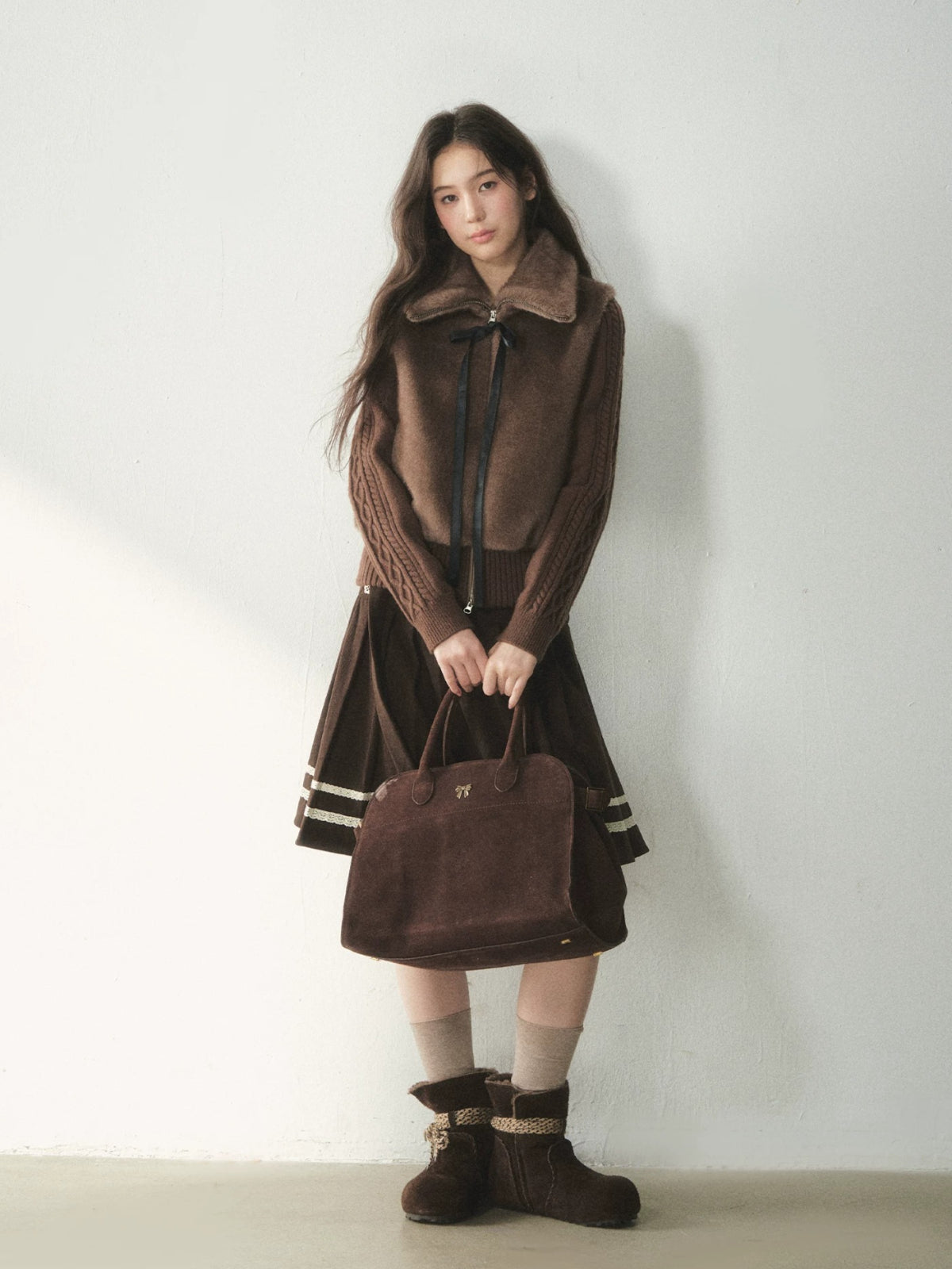 Oversized Collar Faux Fur Jacket