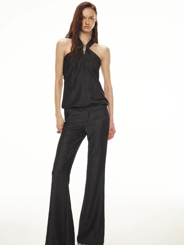 Cutout Halter Pants Set