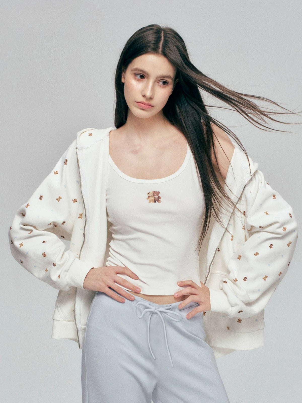 Bear Print Hoodie