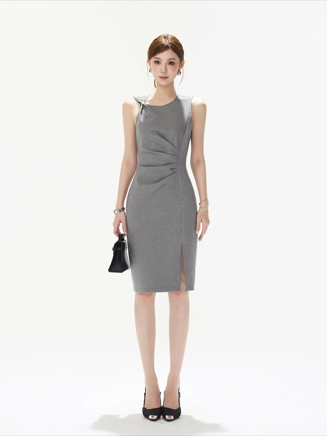 Ruched Midi Tank Dress