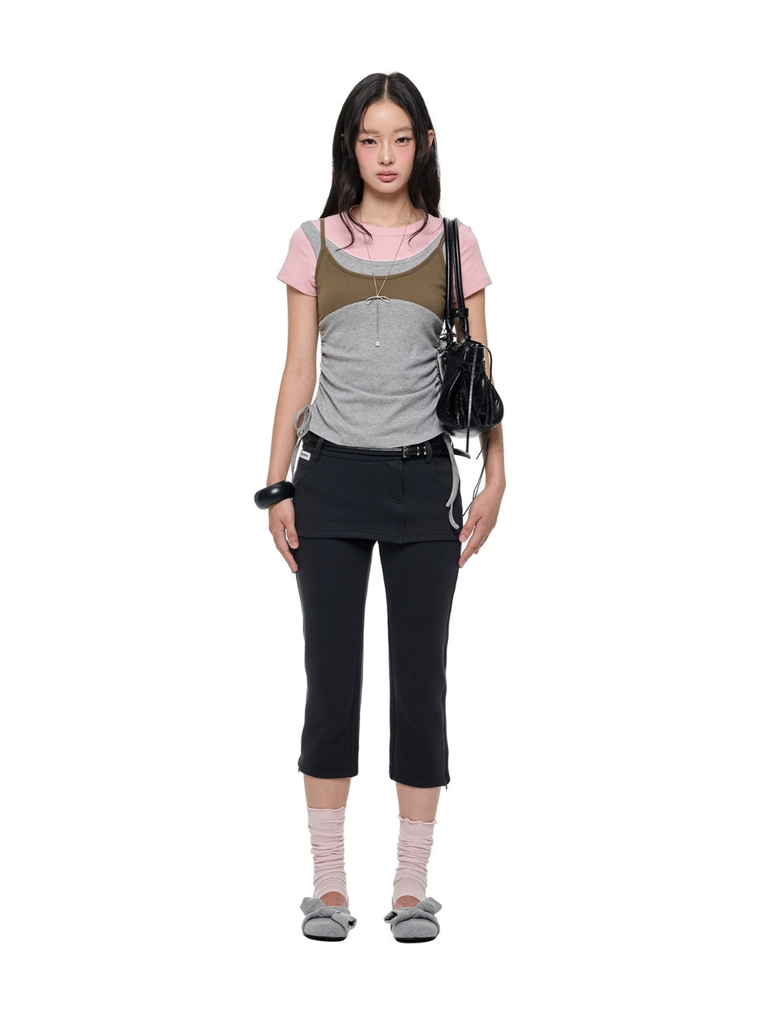 Korean Lace Trim Drawstring T-Shirt