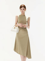 Brown Twisted Waist Dress