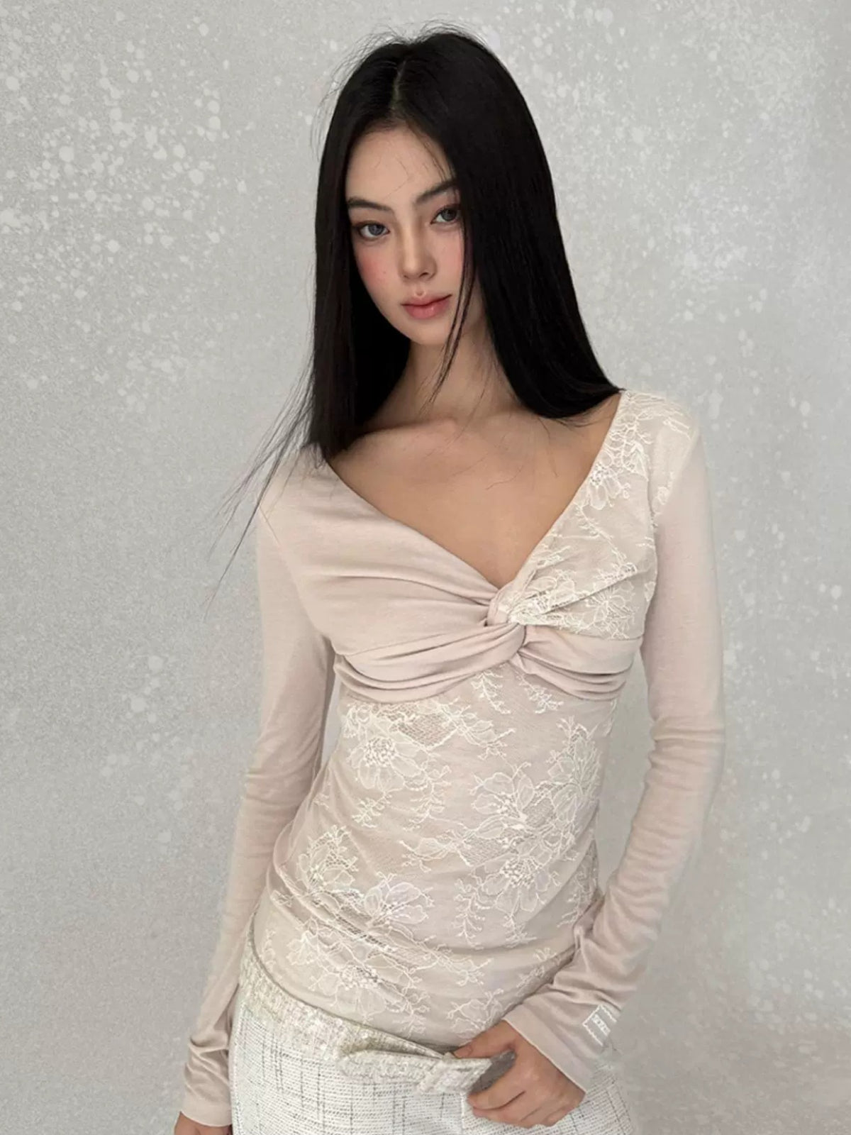 Lace Twist Long Sleeve Top