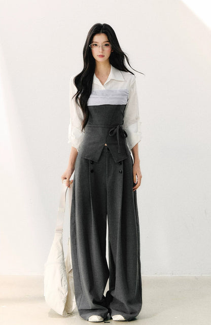 Gray Layered Tie Shirt