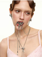 Vintage Rhinestone Bow Necklace