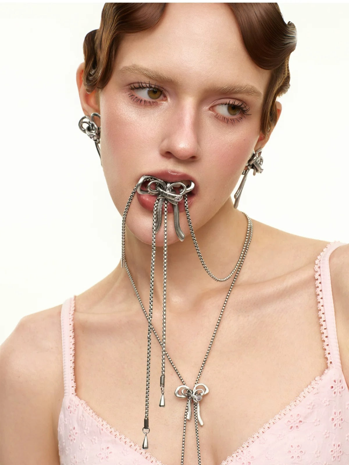 Vintage Rhinestone Bow Necklace