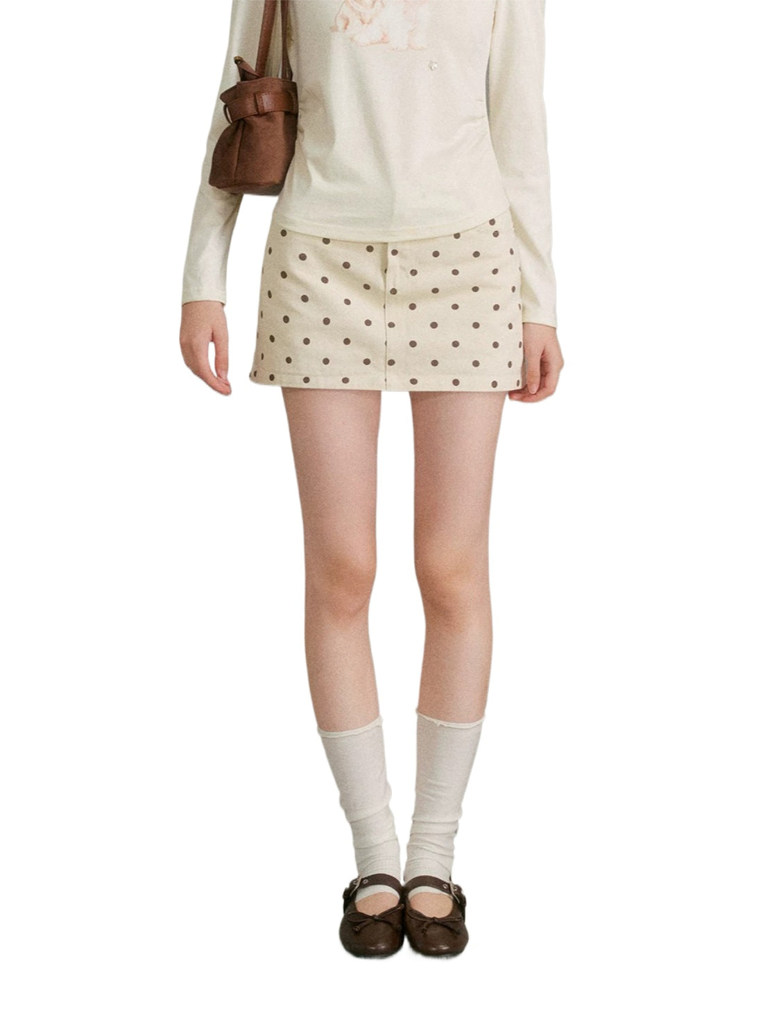 Polka Dot Denim Skirt