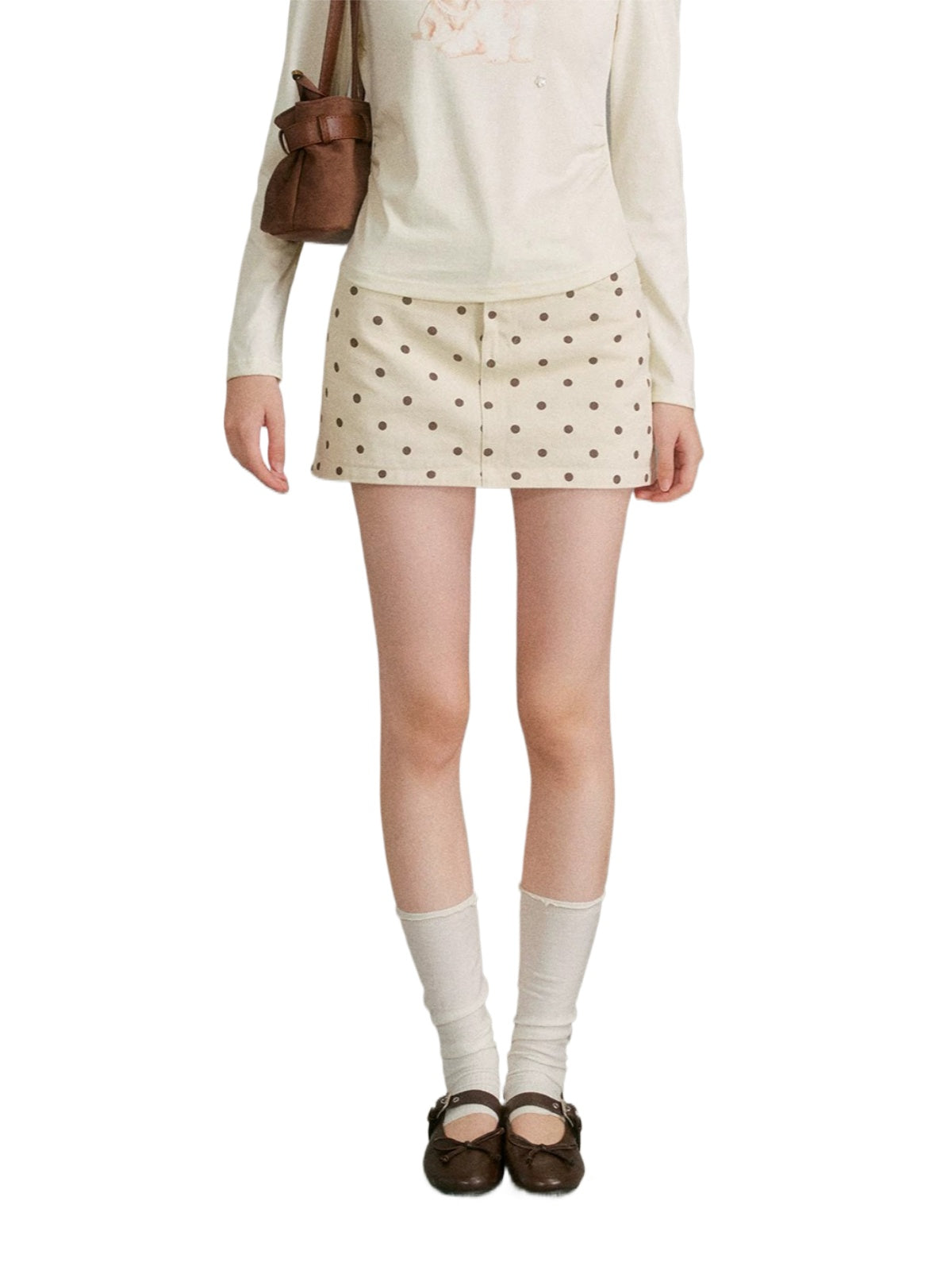 Polka Dot Denim Skirt
