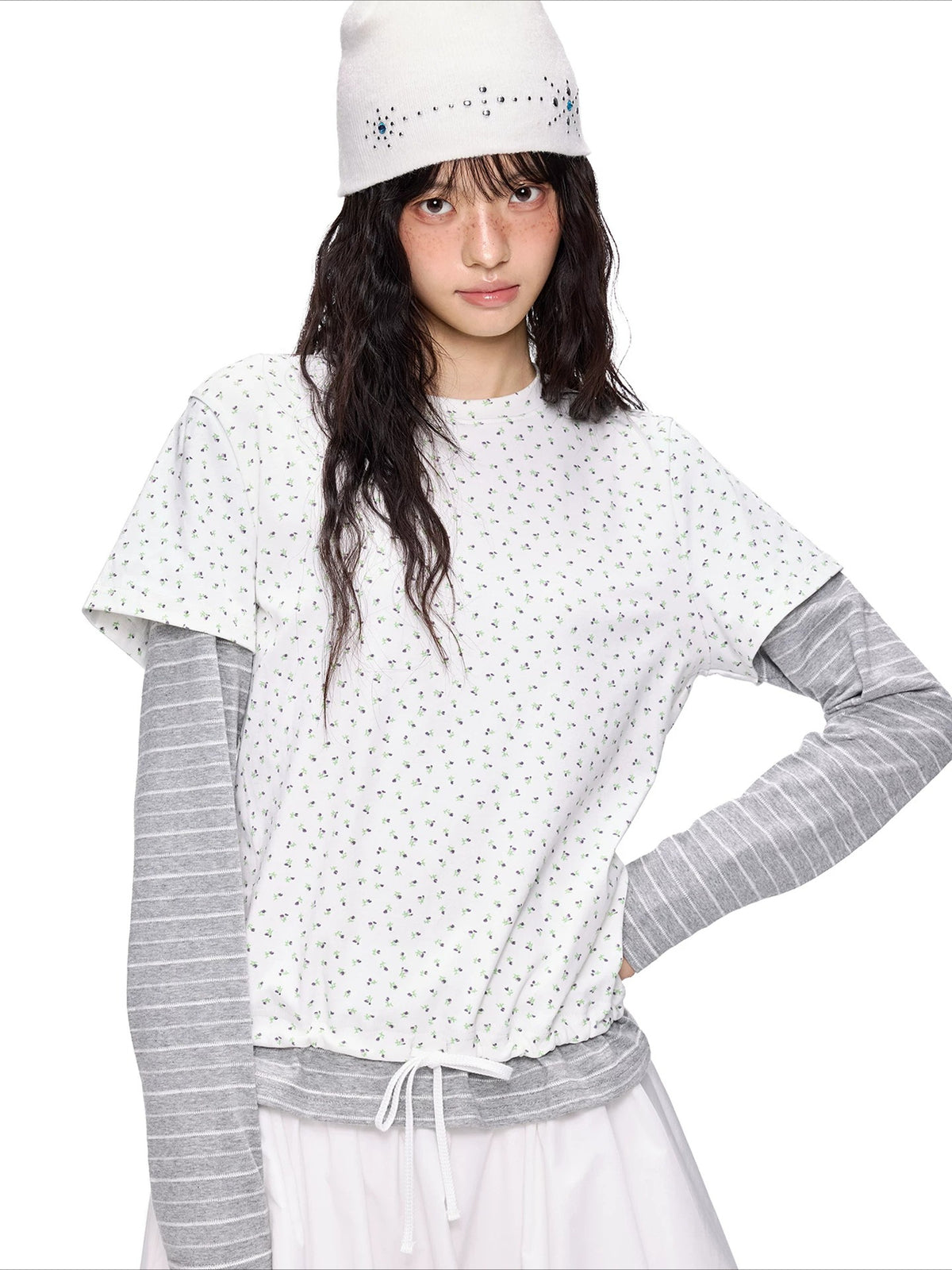 Floral Layered Stripe Tee