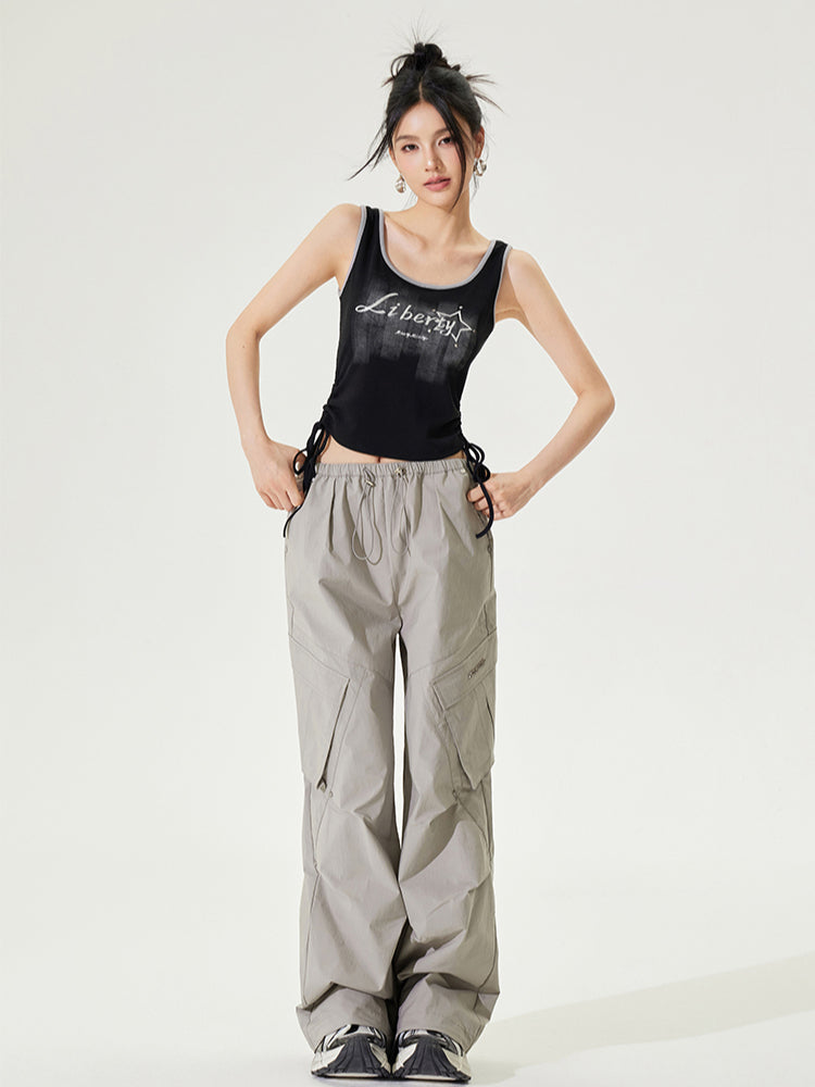 Color-block Tie-up Fitted Tank Top