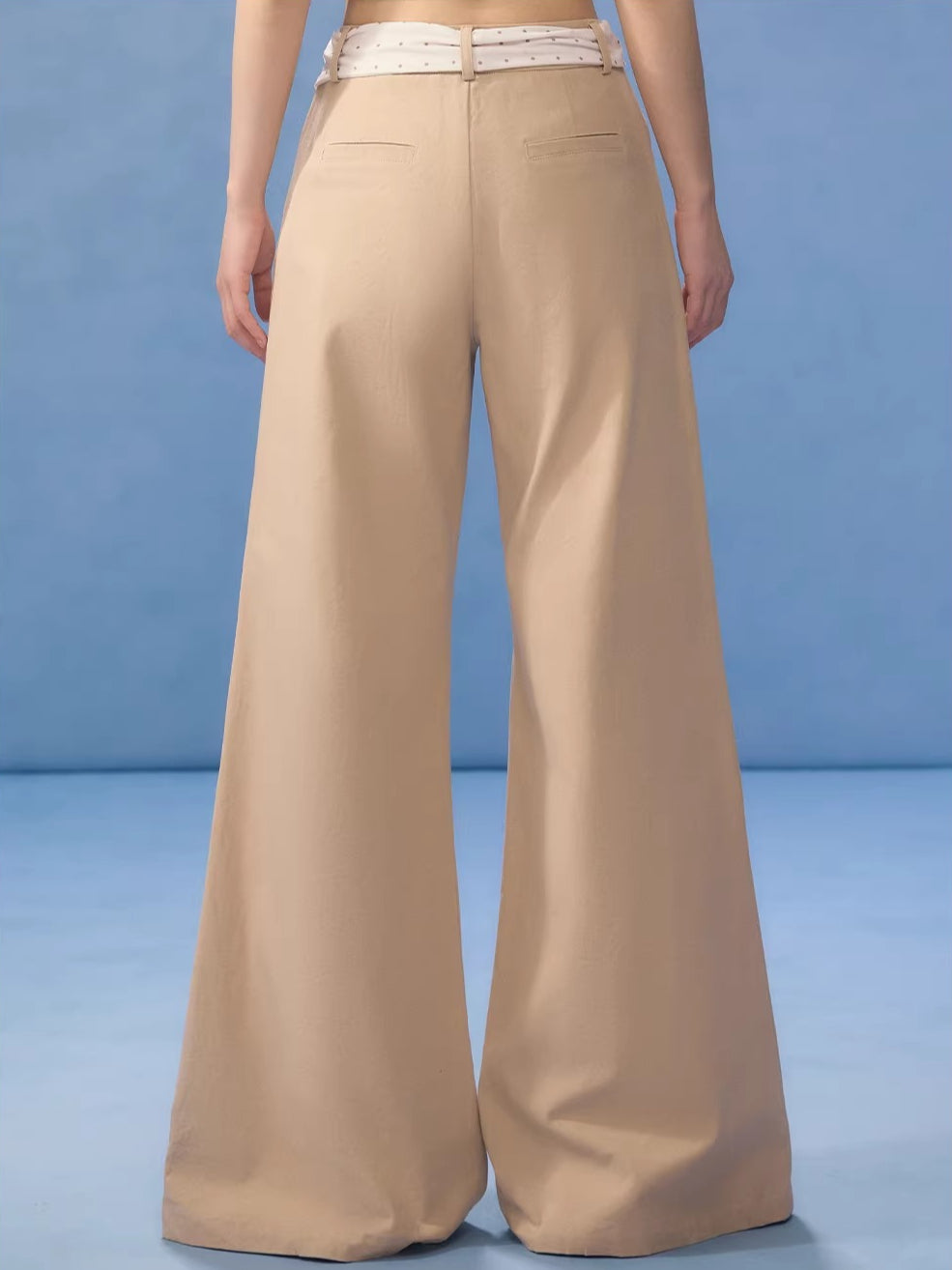 Brown Floral Belt Wide-Leg Pants