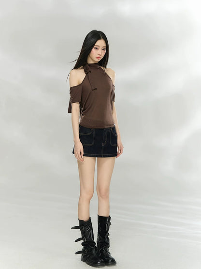 Cutout Halter Knit Top
