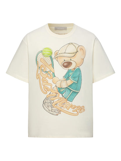 3D Tennis Bear Round-Neck Short-Sleeve T-Shirt