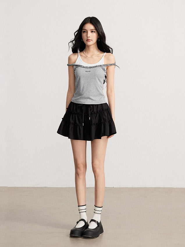 Ruffled Lace Mini Skirt