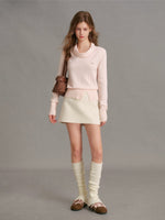Silk Wool Cowl Neck Knit Top