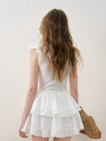Lace Trim Flutter Sleeve Mini Dress