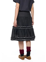 Ruffle Layered Midi Skirt