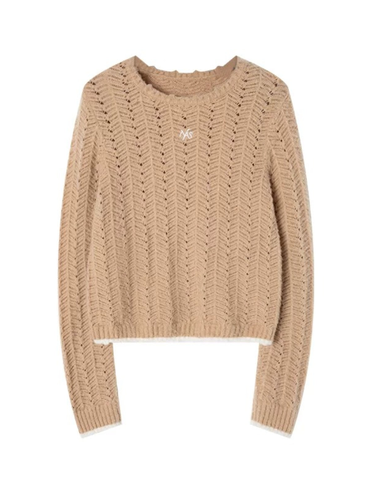 Alpaca Wool Contrast Trim Boatneck Sweater