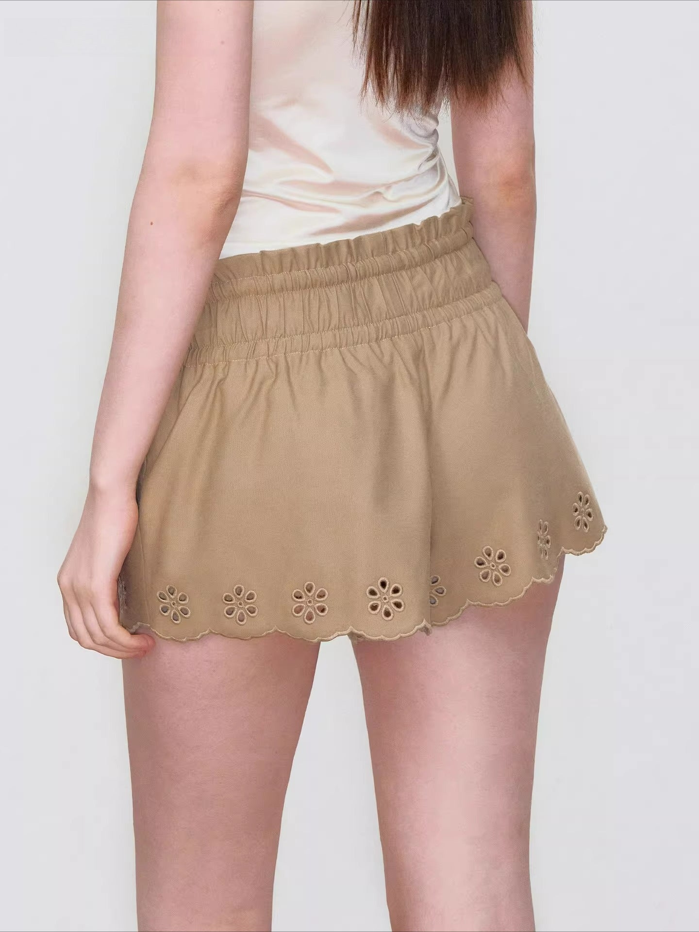 Double-Waist Embroidered Shorts