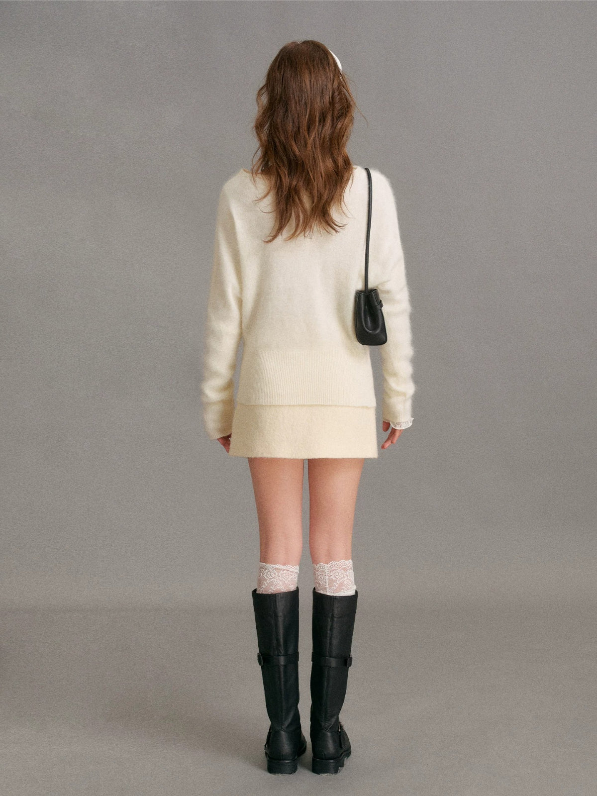 Cashmere Wool Lace Layered Sweater Set