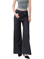 Blade Buckle Asymmetric Wide-Leg Pants