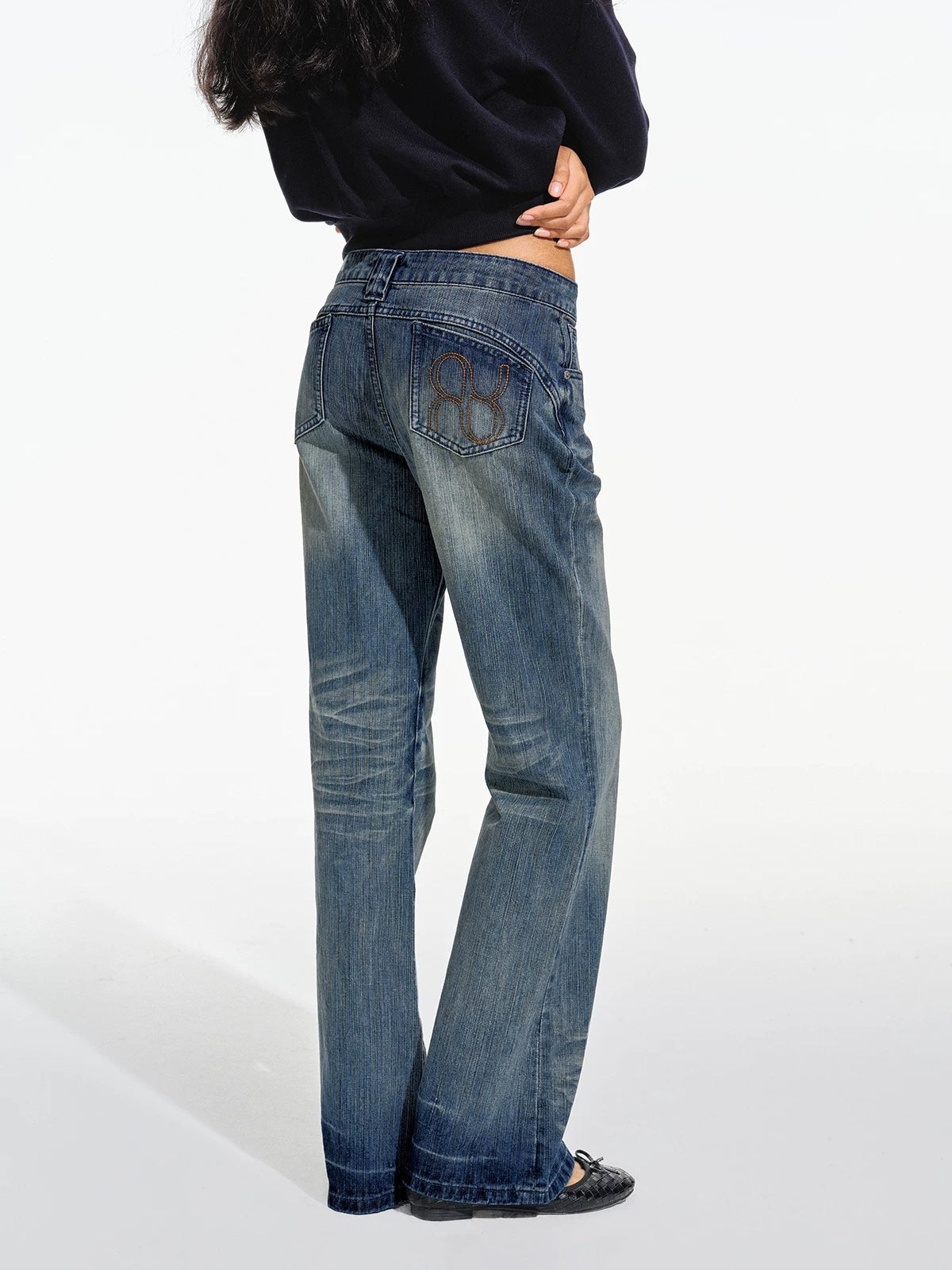 Vintage Whiskered Low Rise Jeans