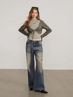 Contrast Stripe Vest Layered Set
